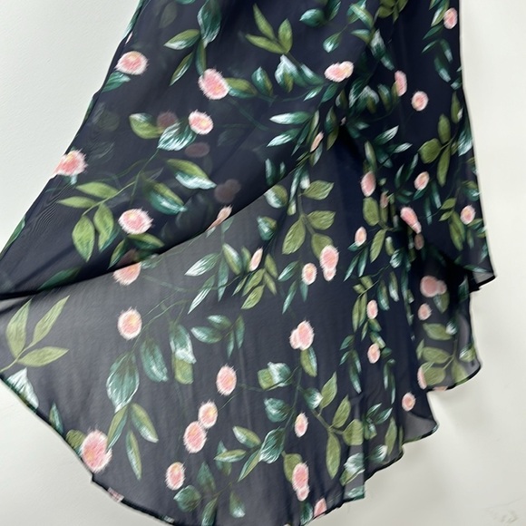 Julia Jordan Women's Floral-Print Ruffle Faux Wrap Dress Navy size 10. - Picture 8 of 13